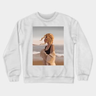 Beach Girl Drawing Crewneck Sweatshirt